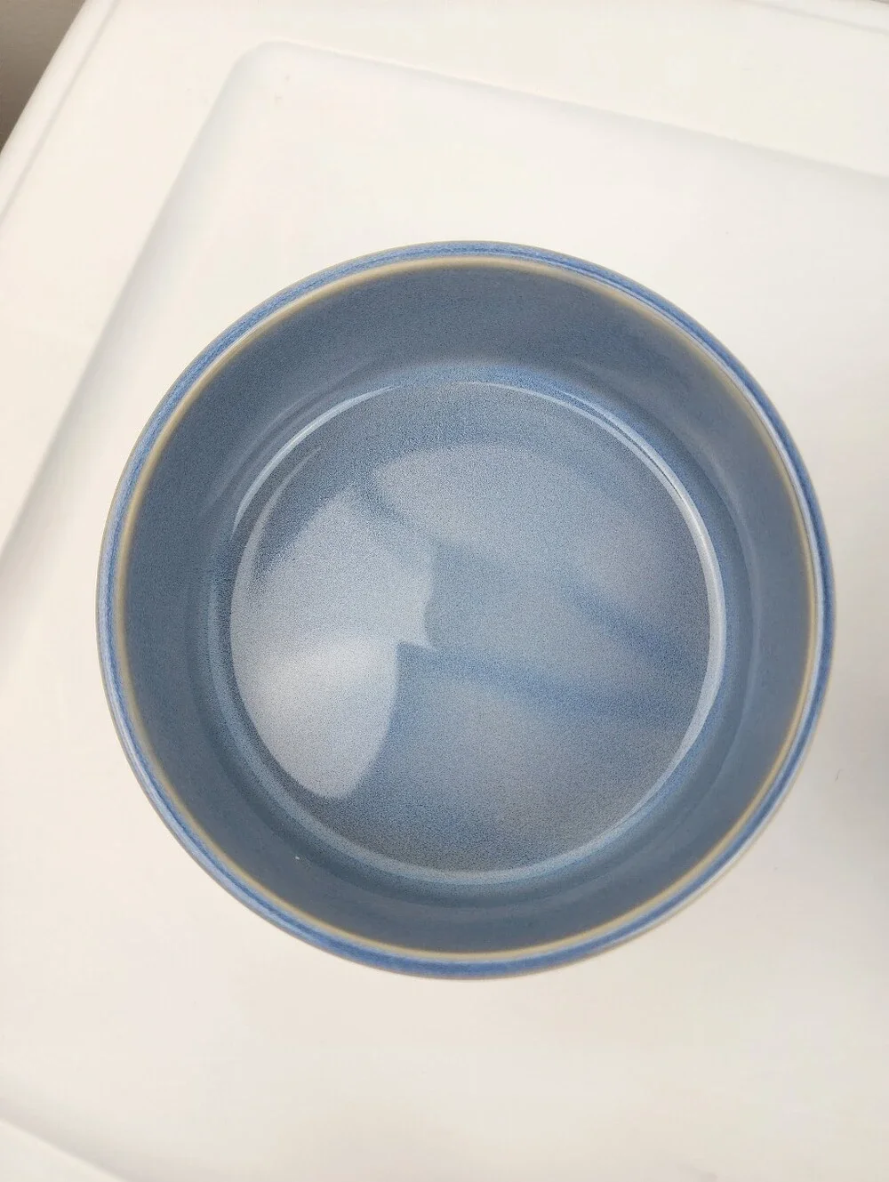 Wilfred & Lily Blue Ceramic Dog Food Bowl with 'Food' Embossed Script